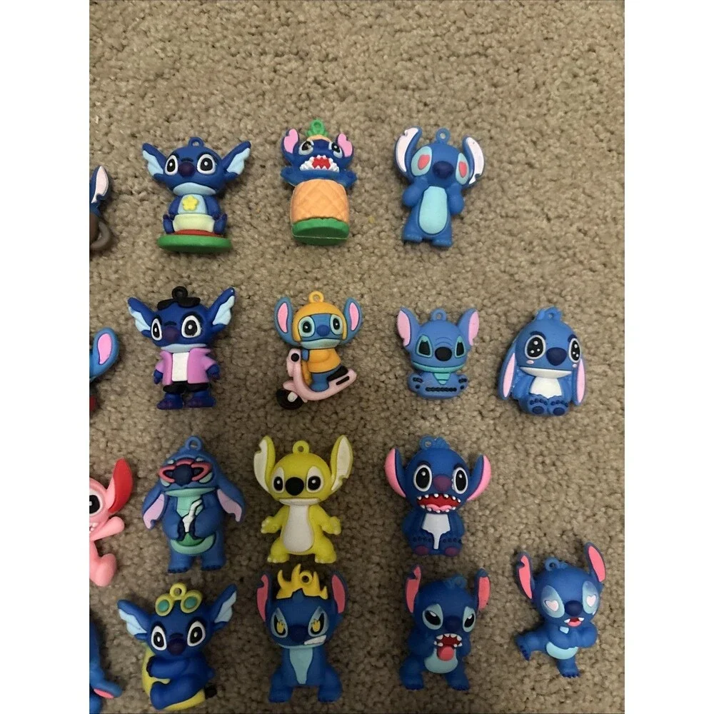 Lot Of 27 Lilo Stitch Vinyl  Keychain Cartoon  Keychain Hanging Pendants